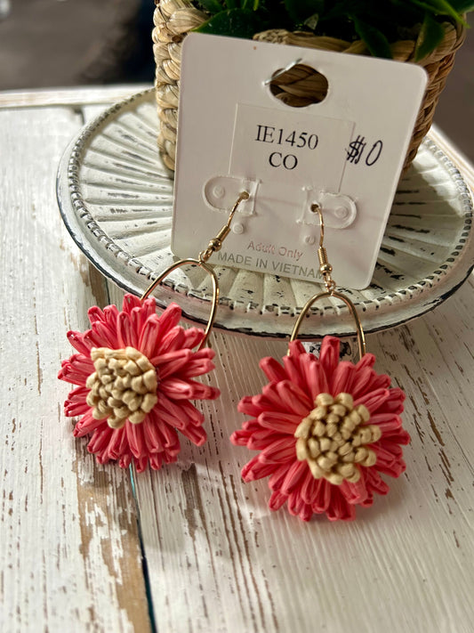 Coral Flower Earrings