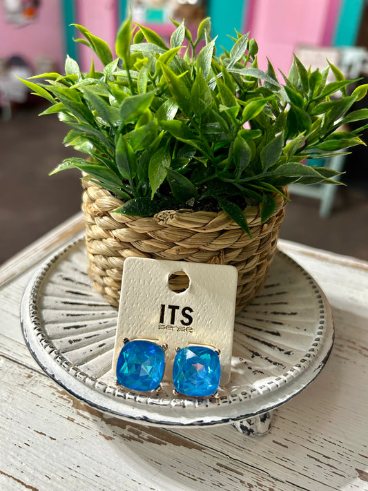 Blue Ab Crystal Studs