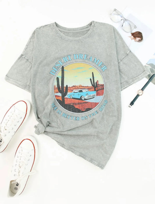 Gray Desert Dreamer Mineral Wash Graphic Tee